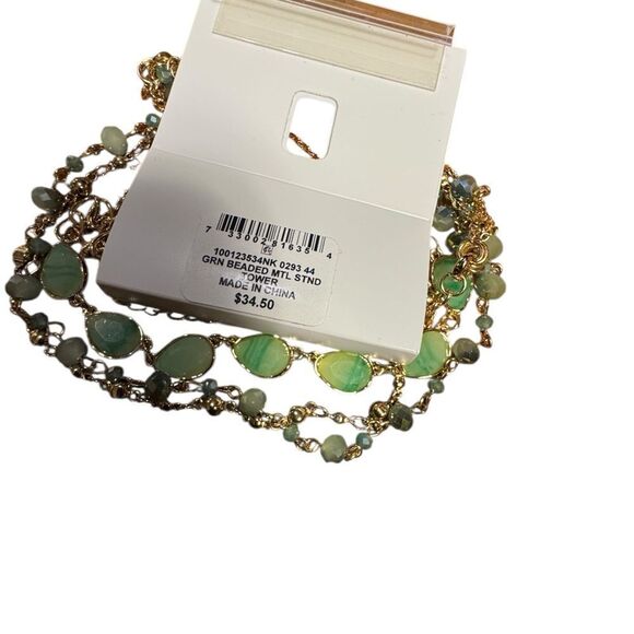 Style & Co gold tone green color stone layered necklace - Picture 4 of 4